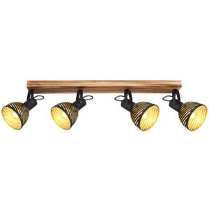 Globo Donker houten balk met zwarte spotlight vier lichts | plafondspots | woonkamer | eetkamer