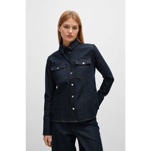 Boss - Dameshemd - Blauw - Stretch-katoen - Denim