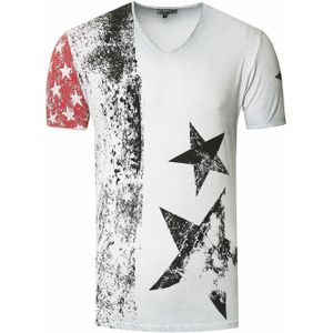 Rusty Neal - T-shirt - V-hals - Gebruikte Look - 100% Katoen