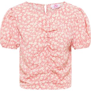 Mymo - Spring Flowers - Blouse - Roze - Katoenmix - Korte Pofmouwen