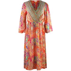 Inoa - Modena 12005 - Veelkleurige Jurk - Klokmouwen - 100% Zijde