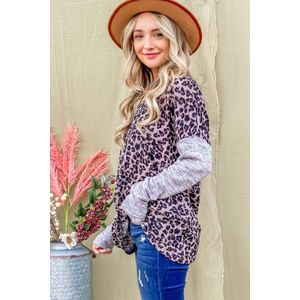 Leopardprint Lange Mouwen Top met Duimgaten