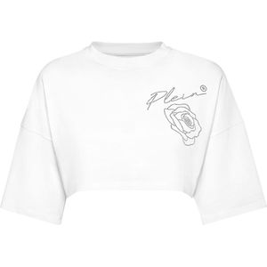 Philipp Plein - T-Shirt Ronde Hals Roses - Wit - Dames - Katoen