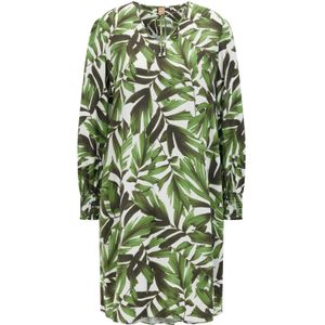 BOSS - C_Decalma - Tuniekjurk - V-hals - Lange Mouwen - All-over Bladprint - 100% Viscose