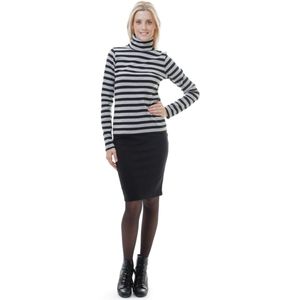 Top - Zwart-Grijs - Gestreept - Polohals - Lange Mouwen