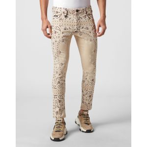 Philipp Plein - Denim Broek - Beige - Skinny Fit - Paisley Bandana