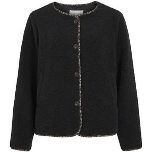 Vila Viada printed piping teddy jacket -