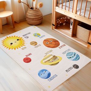 Muratap Play kids vloerkleed kinderkamer universe laagpolig speelkleed multi- 100x150 cm