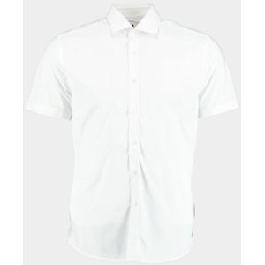 Bos Bright Blue Casual hemd lange mouw tecnical shirt lm 42570025a/100 white