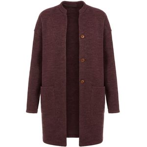 Jas - Bordeauxrood - Oversized Gebreide Jas - Met Knoopsluiting