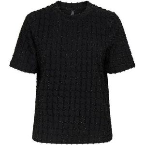 Only - T-shirt - Zwart - Onlines Life 2/4 O-neck Glitter Top 15358982