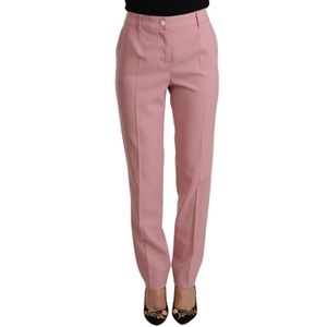 Dolce & Gabbana Dames Roze Maagdelijke Wol Stretch Taps toelopende Broek
