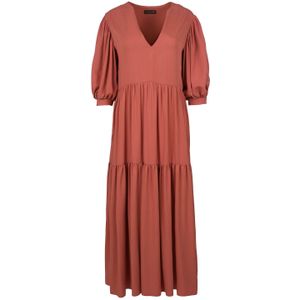Terracotta V Hals Maxi Jurk