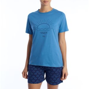 Damen-Sommerpyjama aus 100 % Baumwolle KL40000 Kurzarm-T-Shirt und Shorts, Frühlings-Sommerpyjama