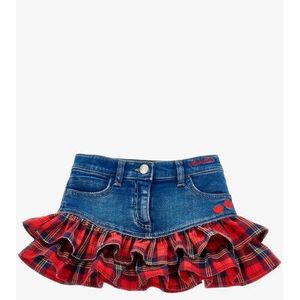 Monnalisa Meisjes baby rok denim tartan stone denim