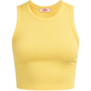 myMo - Crop Top - Lichtgeel - Nauwsluitend - Ronde Hals