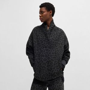 Boss - Naomi X Animal-Print - Damessweatshirt - Zwart