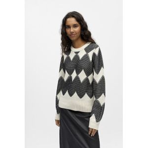 Object - Objolympia Re Knit O-pullov - Trui - White Sand/Black - Dames
