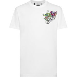 Philipp Plein - T-Shirt Ronde Hals Tattoo - Wit - Heren - Katoen