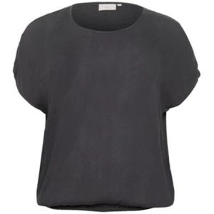 KAFFE - Kcami ls stanley - Blouse - Crepe Viscose - Ronde Hals, Aangeknipte Mouwen, Elastische Onderkant