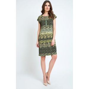 Jurk - Kaki - Zomerjurk - Mouwloos - Stretch Jerseyprint
