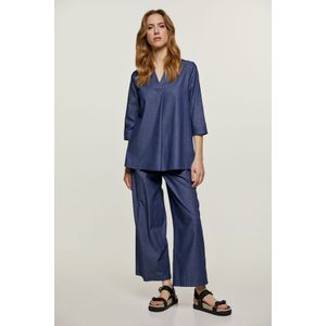 Denim - V Hals Top - Zomer - ¾ Mouwen