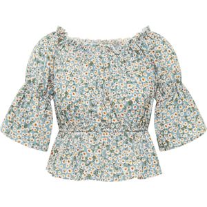 Mymo - Spring Flowers - Blouse - Blauw - Veelkleurig