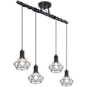 Globo Elegante hanglamp met vier lichtpunten | ruitvormige kooien | e27 | woonkamer | eetkamer | vierlichts