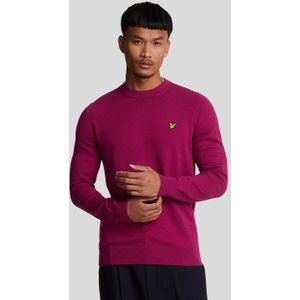 Lyle & Scott katoenen merino trui met ronde hals, bordeauxrood