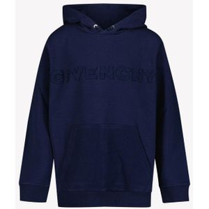 Givenchy - H30334 - Kindertrui - Donker Blauw - Hoodie met Geborduurd Logo
