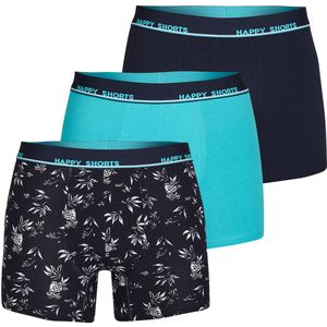 Happy Shorts 3-pack boxershorts heren hawaii print blauw