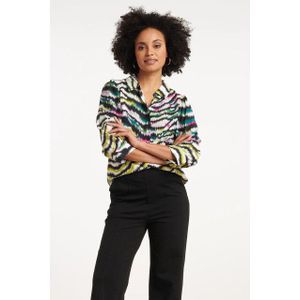 Smashed Lemon - 35137 - Top - Zebra Print - Driekwart Mouwen - Knoopsluiting