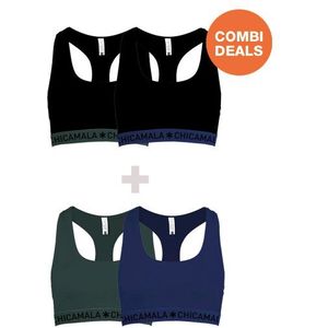 Muchachomalo Dames 2+2-pack boxershorts racerback effen