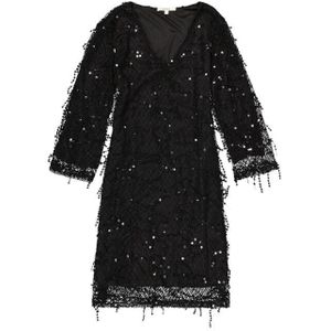 GARCIA - Jurk - Zwart - Pailletten - V-hals - Driekwart Mouwen