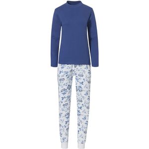 By Louise Dames pyjama set interlock lange mouw + broek blauw / wit