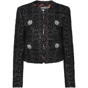 Philipp Plein - Tweed Jacket Monogram - Tussenjas - Zwart