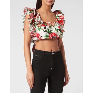 Top Love - Crop Top - Love Tattoo Bloemenprint - Katoen Popeline