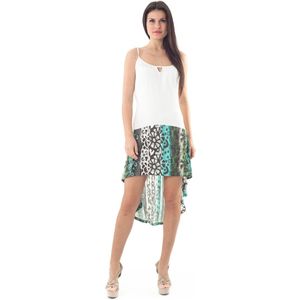 Conquista Fashion - Contrast Print High Low Dress - Jerseyjurk
