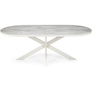 Stalux Plat ovale eettafel 'noud' 180 x 100, kleur wit / beton
