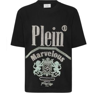 Philipp Plein - Jersey T-Shirt Round Neck SS Marvelous - Zwart - Dames