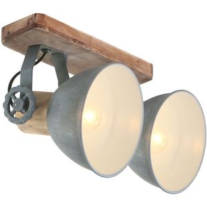 Mexlite Stoere 2-lichts plafondlamp gearwood grijs
