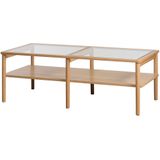 Olivine Boris eikenhouten salontafel naturel met glazen tafelblad 120 x 60 cm