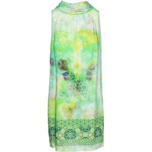 Conquista - Mouwloze Jurk - Geweven Poplinachtige Stof - Zwart - Met Print