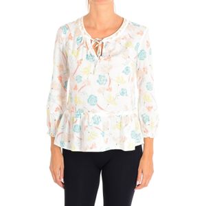 Overhemd met lange mouwen en open kraag 5YR55Q945 vrouw