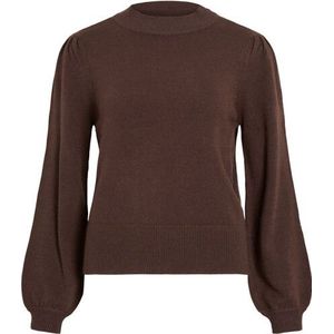 Vila - Viril Turtle-nk Balloon Top - Trui - Coffee Bean - Dames