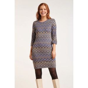 Smashed Lemon - Blauw en Sand - Zigzag Jurk