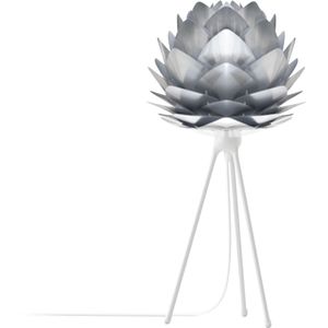 Umage Silvia mini tafellamp brushed steel met tripod wit Ø 32 cm