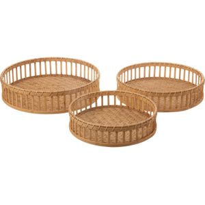 J-Line set van 3 plateau rond bamboe 46x46x11cm