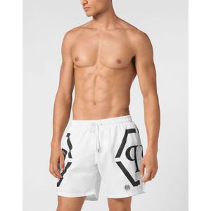 Philipp Plein - Short Swim Boxer Hexagon - Badkleding - Wit - Sneldrogend Polyester