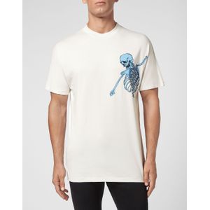 Philipp Plein - Jersey T-shirt - Wit - Ronde Hals - SS Skeleton
